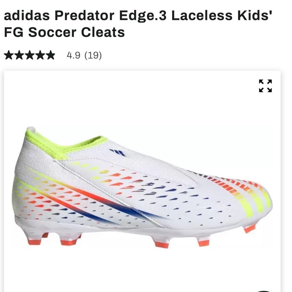 Adidas Youth Predator Edge Laceless Soccer Cleats Sz 2.5